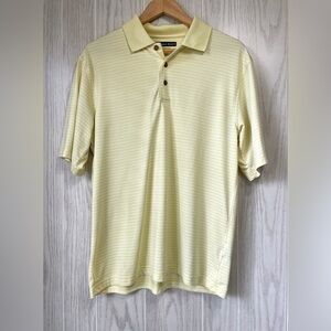Pebble Beach Shirt Size M Performance Golf Polyester Yellow Stripe  Polo EUC